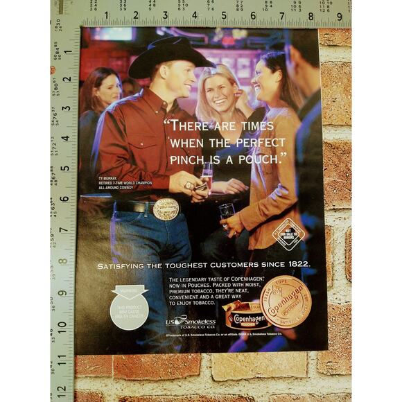 2004 Copenhagen Print Ad Cowboy Hat Belt Buckle Tavern Perfect Pinch Pouch Quote - Picture 5 of 9